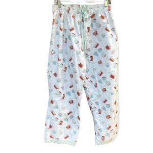 CACIQUE COFFEE PRINT PAJAMA PANTS LACE DETAIL ELASTIC WAIST PLUS SIZE 14/16 NWOT